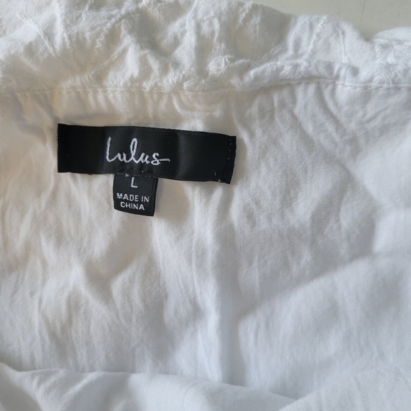 Sneak a Kiss White Floral Embroidered Tie-Strap Mini Dress Large - Picture 7 of 12